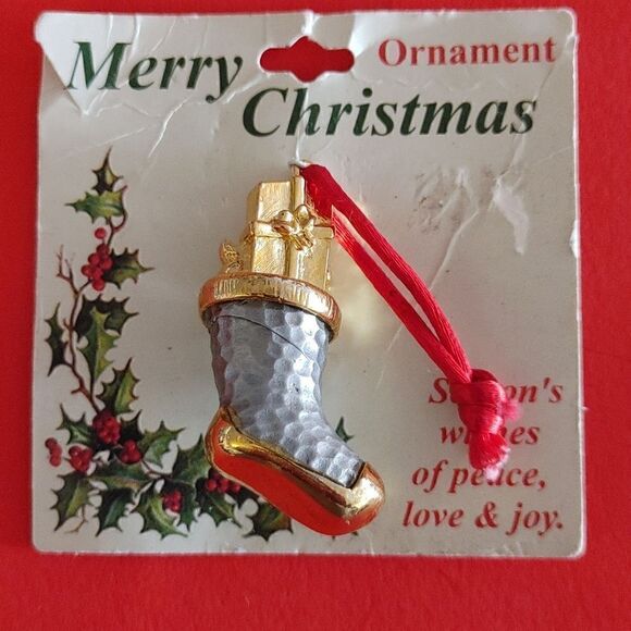 MERRY CHRISTMAS PEWTER GRAY TREE ORNAMENTS. - Picture 4 of 5